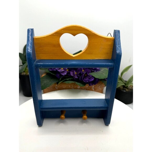 Mini Heart Cutout Wooden Wall Shelf With Pegs - Picture 8 of 8